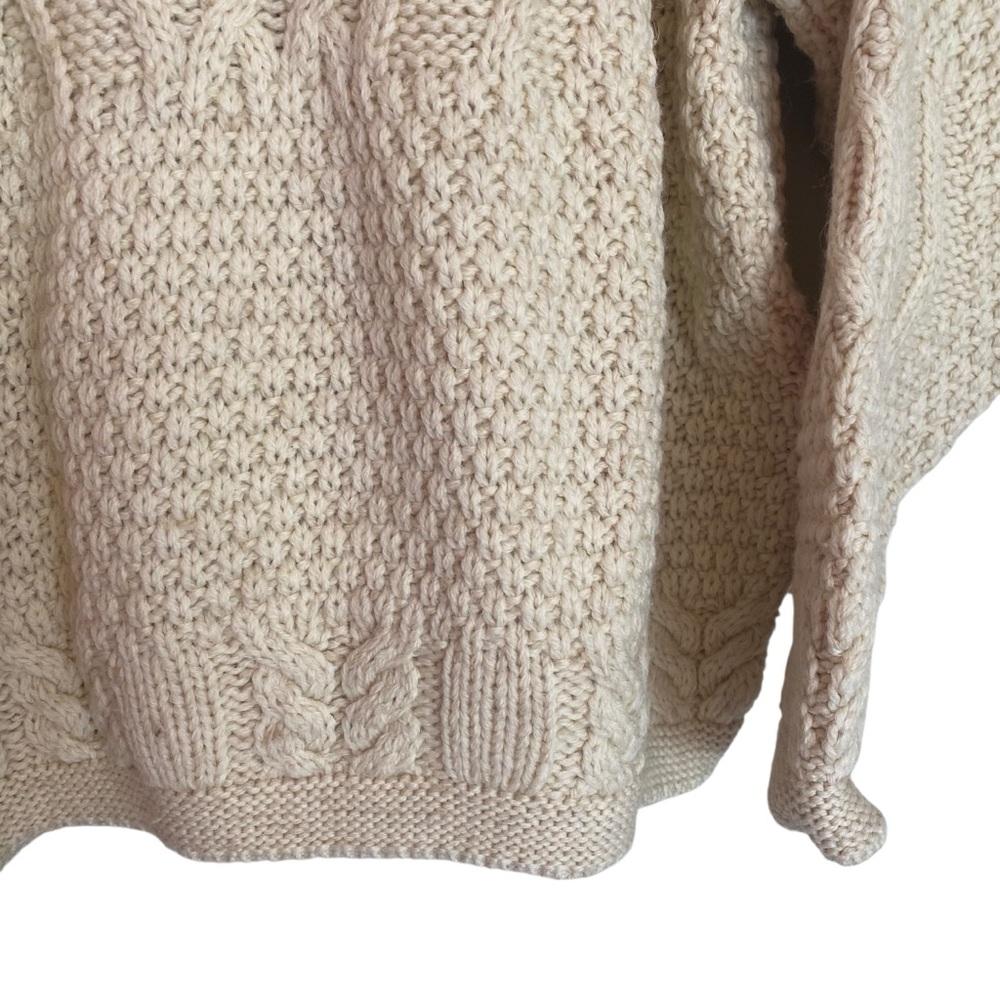 Cream Crew Neck Cable Knit Sweater Doogan Donegal fisherman - Picture 4 of 5